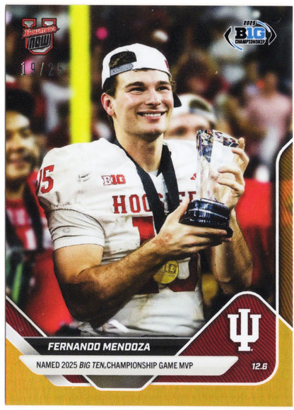 2025 Topps Bowman U Now Fernando Mendoza #58 Orange Foil /25 Indiana Hoosiers Rookie RC Football Card