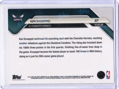 2025 Topps Now Kon Knueppel #97 Gold Foil /50 Charlotte Hornets Rookie RC Basketball Card