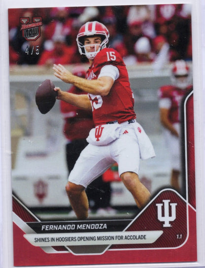 2025 Topps Bowman U Now Fernando Mendoza #64 Red Foil /5 Indiana Hoosiers Rookie RC Football Card
