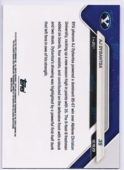 2025 Topps Bowman U Now AJ Dybantsa #35 Black Foil /10 BYU Cougars Rookie RC Basketball Card