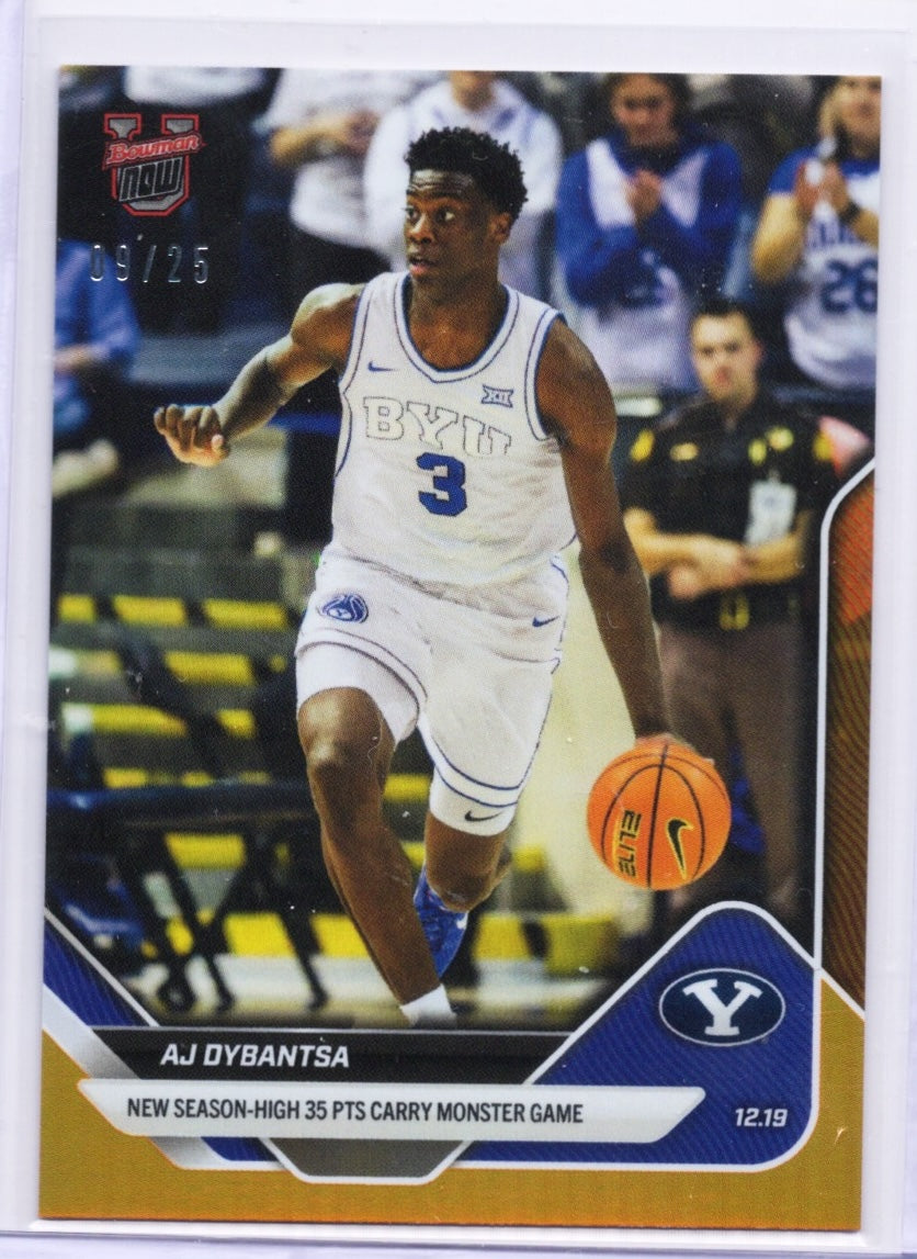 2025 Topps Bowman U Now AJ Dybantsa #35 Orange Foil /25 BYU Cougars Rookie RC Basketball Card