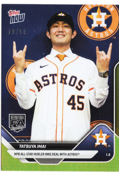 2025 Topps Now Tatsuya Imai #OS12 Gold Foil /50 Houston Astros Rookie RC Baseball Card
