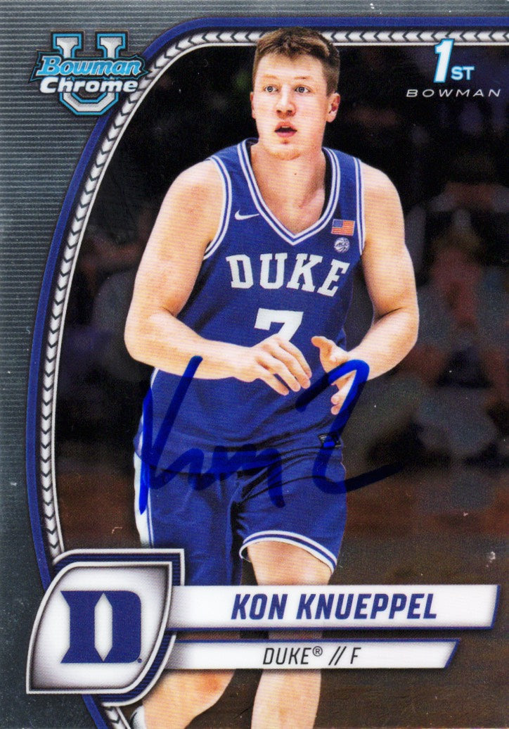 2025 Topps Bowman Chrome U Kon Knueppel #48 Auto Duke Blue Devils Rookie RC Basketball Card