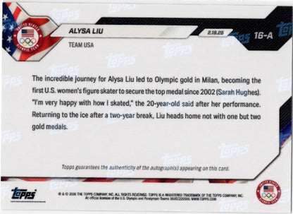 2026 Topps Now Olympics Alysa Liu #16A Foilfractor Auto 1/1 Team USA Figure Skating Card