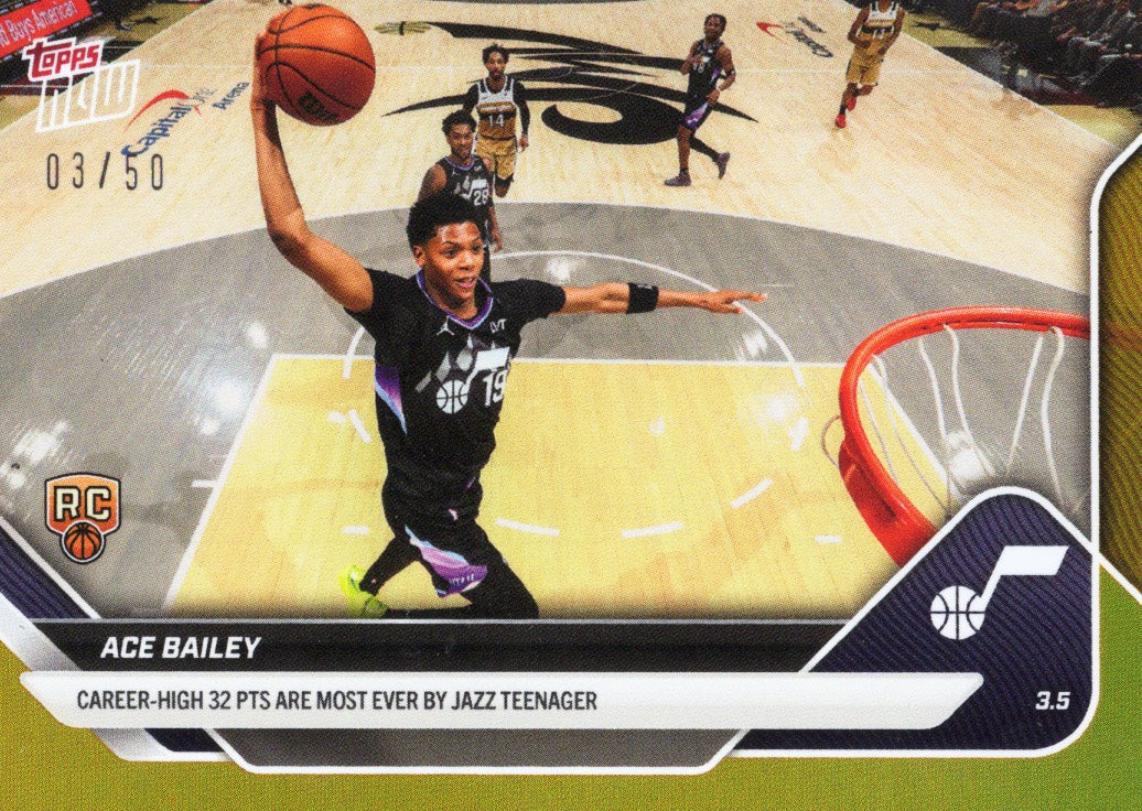 2025 Topps Now Ace Bailey #194 Gold Foil /50 Utah Jazz Rookie RC Basketball Card