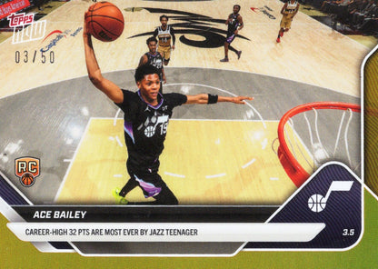 2025 Topps Now Ace Bailey #194 Gold Foil /50 Utah Jazz Rookie RC Basketball Card