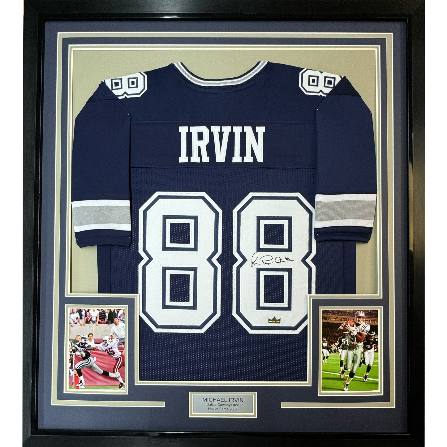 Framed Facsimile Autographed Michael Irvin 35x39 Dallas Blue Reprint Laser Auto Football Jersey