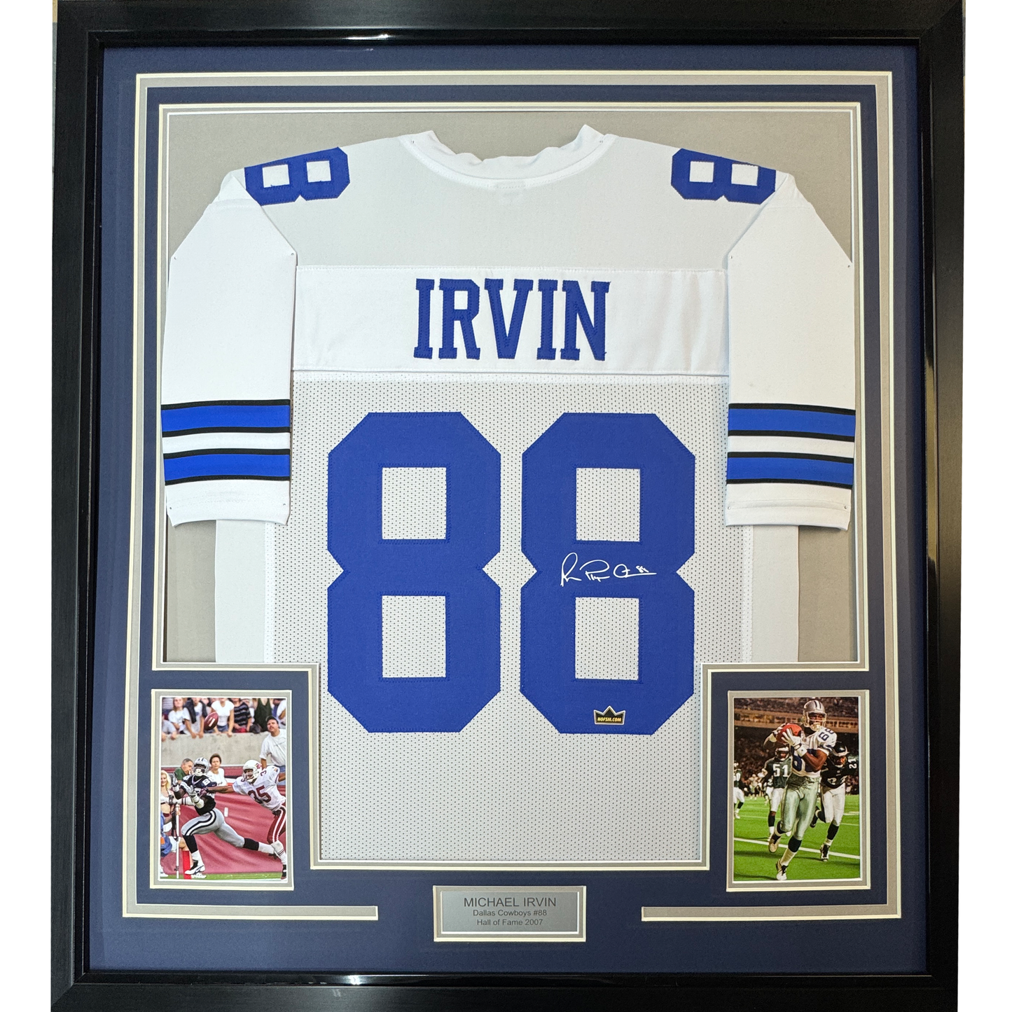 Framed Facsimile Autographed Michael Irvin 35x39 Dallas White Reprint Laser Auto Football Jersey
