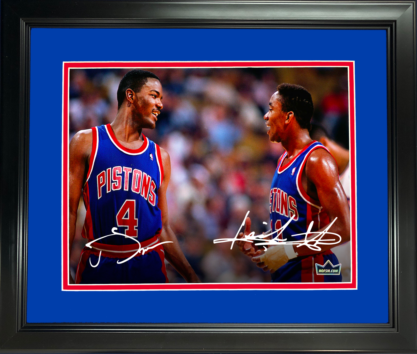 Framed Isiah Thomas & Joe Dumars Dual Facsimile Laser Engraved Signature Auto 11"x14" Basketball Photo HOFSM Holo