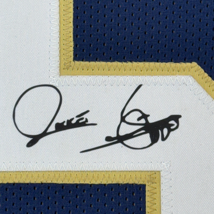Framed Facsimile Autographed Raghib Rocket Ismail 35x39 Notre Dame Blue Reprint Laser Auto College Football Jersey