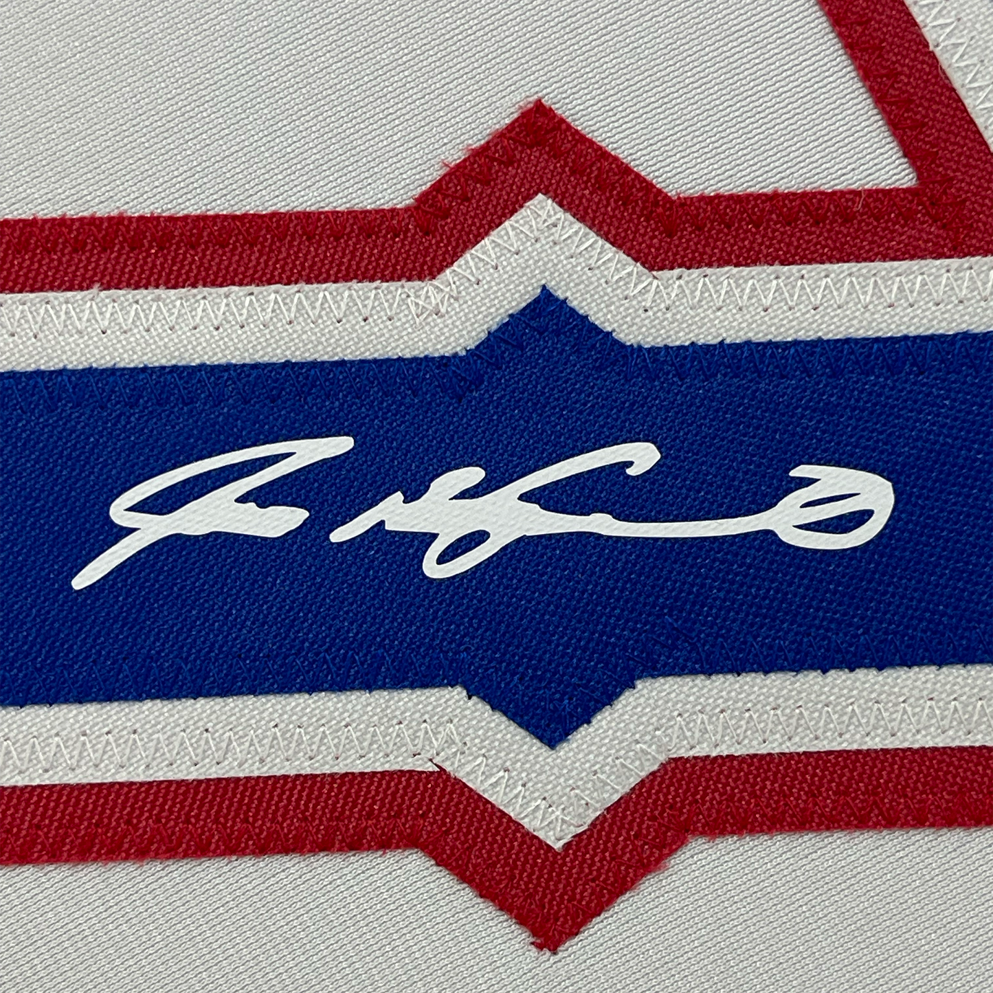 Framed Facsimile Autographed Ivan Rodriguez Pudge 35x39 Texas White Reprint Laser Auto Baseball Jersey