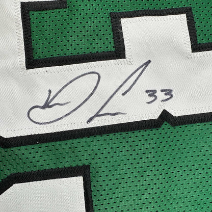 Framed Autographed/Signed Dalvin Cook 35x39 New York Green Football Jersey JSA COA