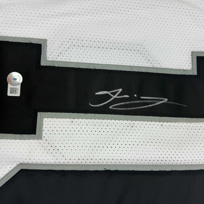 Framed Autographed/Signed Jakobi Meyers 35x39 Las Vegas Oakland White Football Jersey Beckett BAS COA