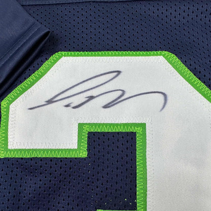 Framed Autographed/Signed Jamal Adams 35x39 Seattle Navy Blue Football Jersey JSA COA
