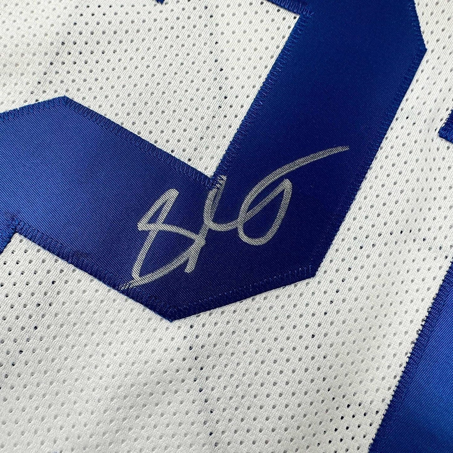 Framed Autographed/Signed Stephon Gilmore 35x39 Dallas White Football Jersey JSA COA