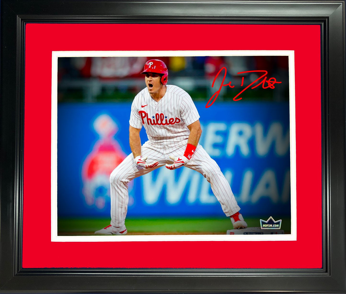 Framed J.T. Realmuto Celebration Philadelphia Phillies Facsimile Laser Engraved Signature Auto 11"x14" Baseball Photo HOFSM Holo