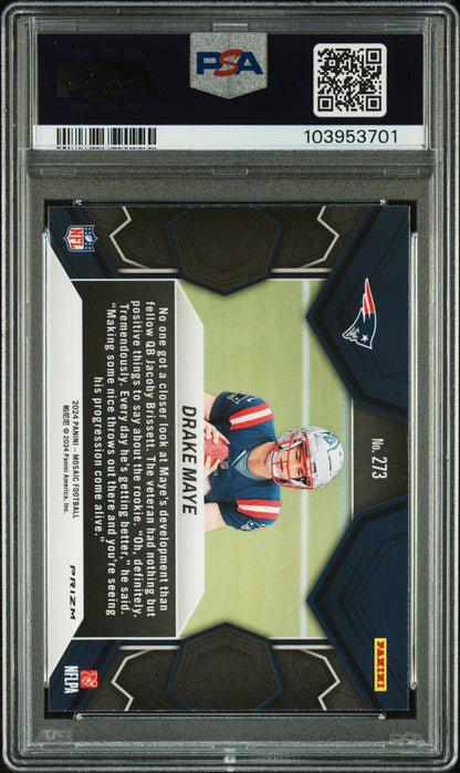 Graded 2024 Panini Mosaic Drake Maye #273 Green Rookie RC Football Card PSA 10 Gem Mint