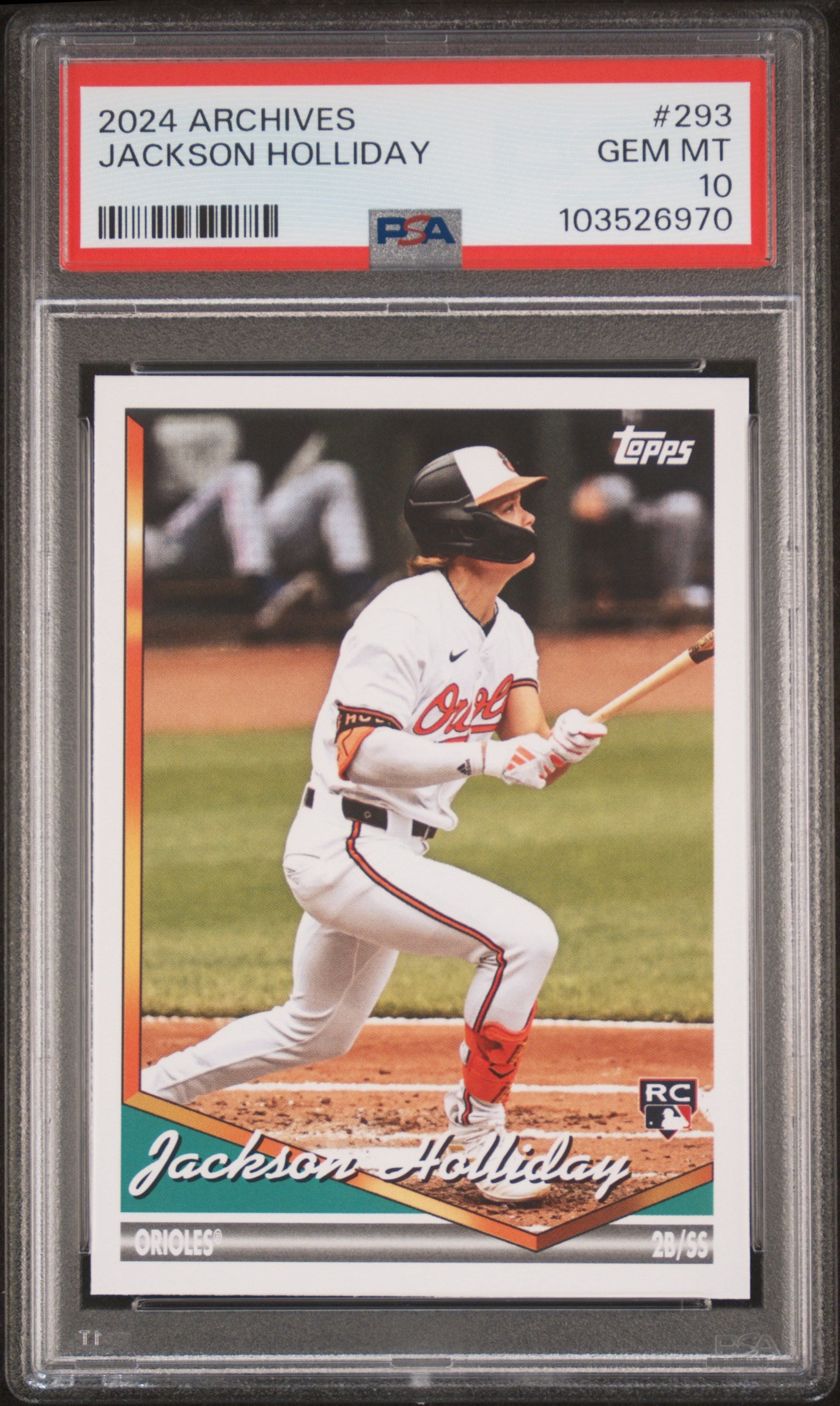 Graded 2024 Topps Archives Jackson Holliday #293 Rookie RC Baseball Card PSA 10 Gem Mint