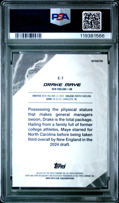 Graded 2024 Topps Resurgence Drake Maye #C7 Conductors Refractor Rookie RC Football Card PSA 10 Gem Mint
