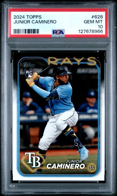 Graded 2024 Topps Junior Caminero #628 Rookie RC Baseball Card PSA 10 Gem Mint
