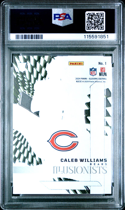 Graded 2024 Panini Illusions Caleb Williams #1 Illusionists Rookie RC Football Card PSA 10 Gem Mint