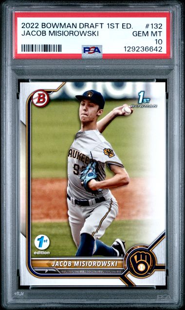 Graded 2022 Topps Bowman Draft 1st Edition Jacob Misiorowski #BD132 Rookie RC Baseball Card PSA 10 Gem Mint