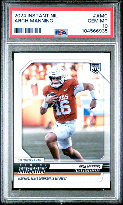 Graded 2024 Panini Instant NIL Arch Manning #AMC Rookie RC Football Card PSA 10 Gem Mint