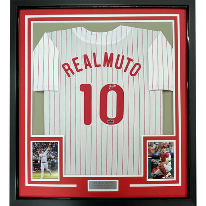 Framed Facsimile Autographed JT J.T. Realmuto 35x39 Philadelphia Pinstripe Reprint Laser Auto Baseball Jersey