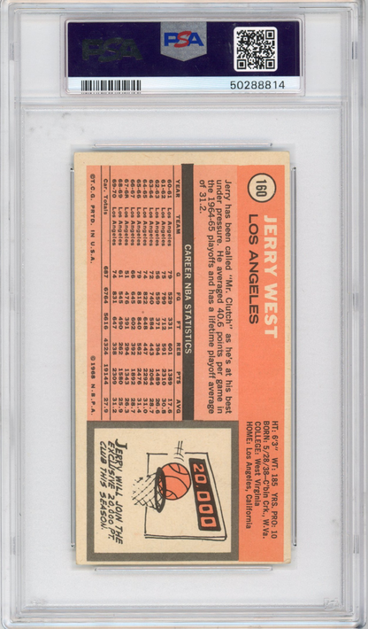 Graded 1970 Topps Jerry West #160 Basketball Card PSA 4 VG-EX