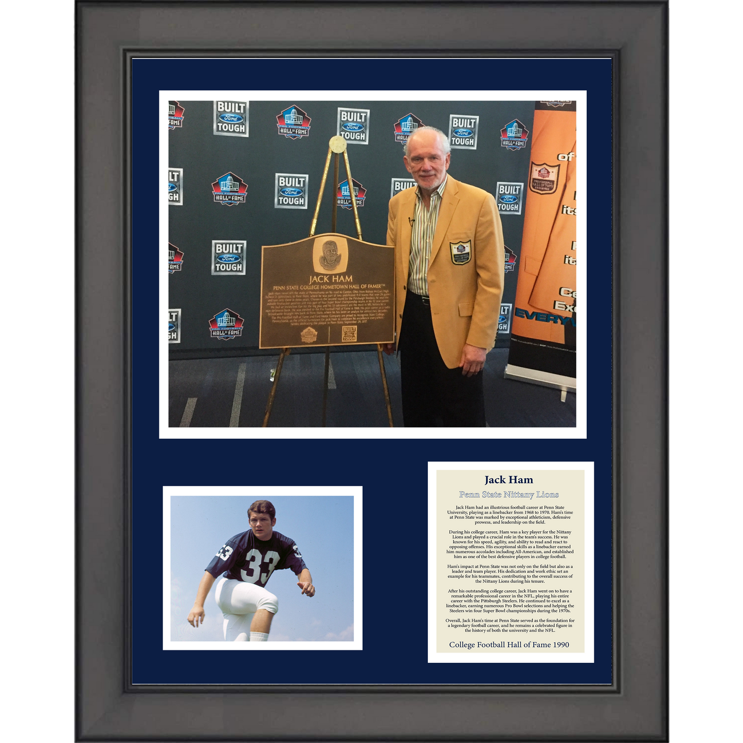 Framed Jack Ham Penn State Nittany Lions College Football Hall of Fame 11"x14" Three Photo Collage