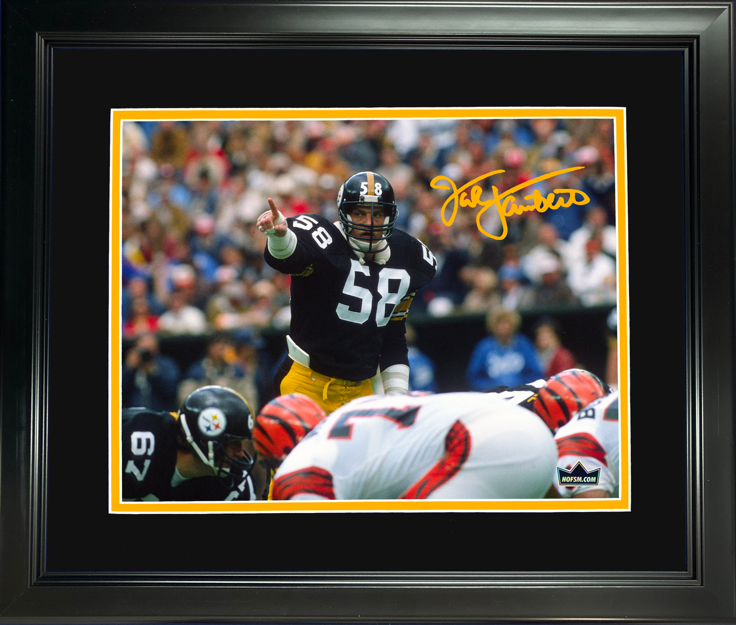 Framed Jack Lambert Facsimile Laser Engraved Signature Auto Pittsburgh Steelers 11"x14" Football Photo HOFSM Holo