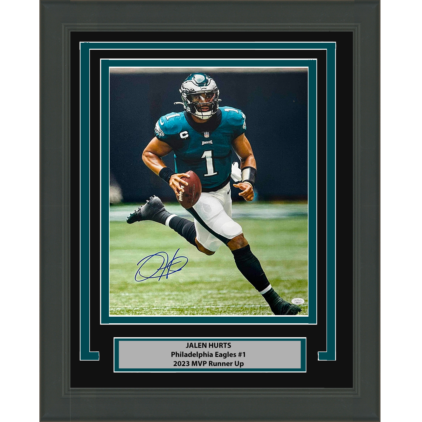 Framed Autographed/Signed Jalen Hurts Philadelphia Eagles 11x14 Football Photo JSA COA #1