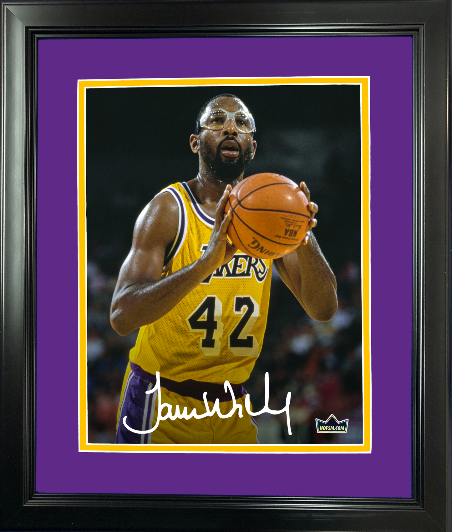 Framed James Worthy Los Angeles Lakers Facsimile Laser Engraved Signature Auto 11"x14" Basketball Photo HOFSM Holo