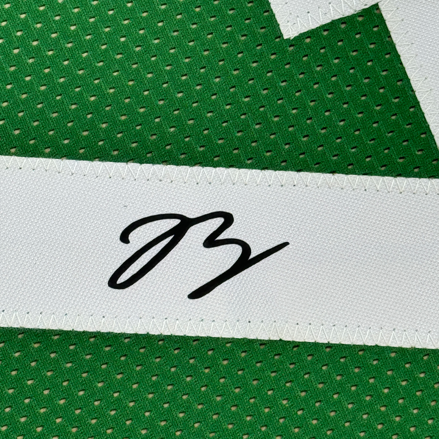 Framed Facsimile Autographed Jaylen Brown 35x39 Boston Green Reprint Laser Auto Basketball Jersey