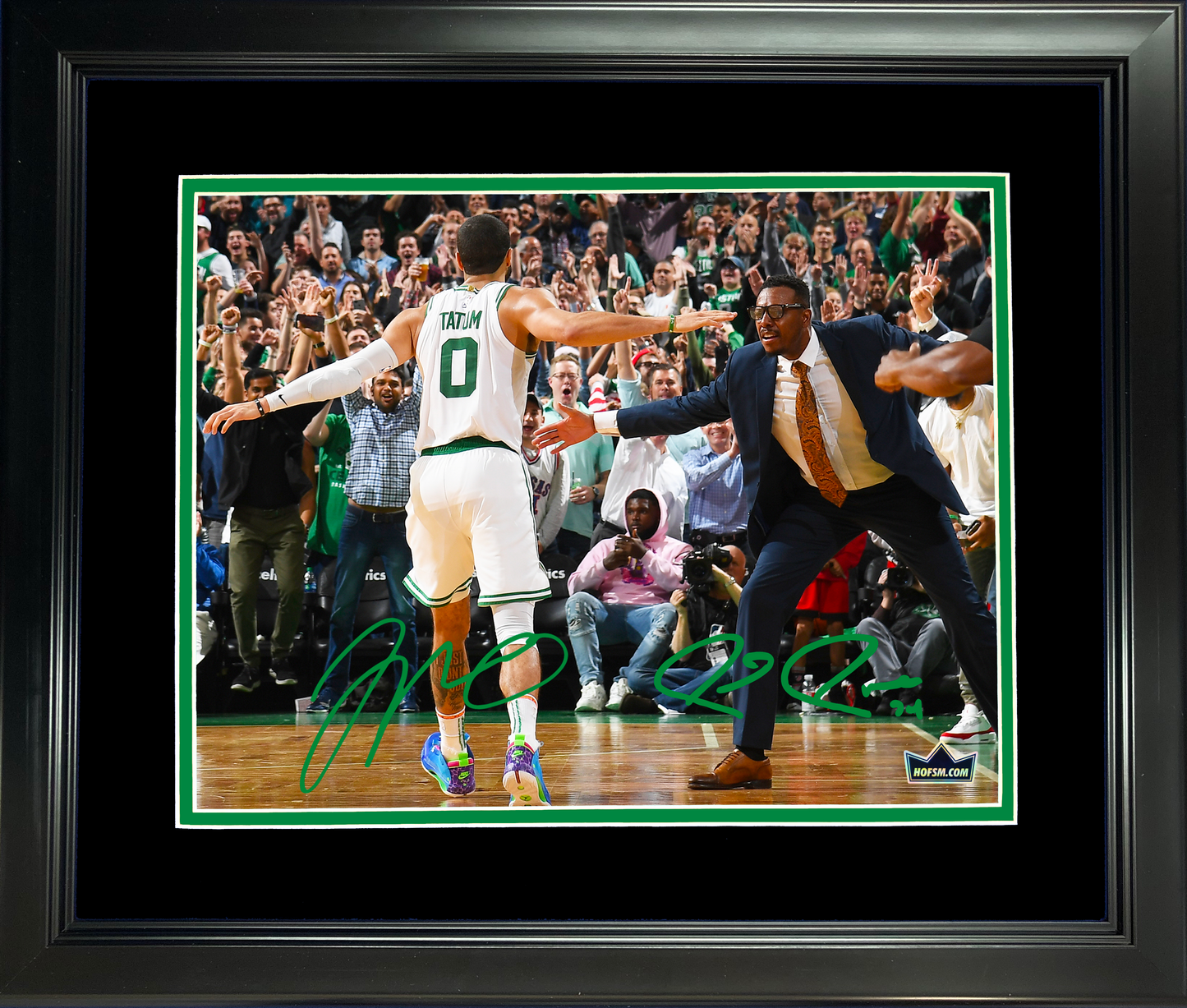 Framed Jayson Tatum & Paul Pierce Dual Facsimile Laser Engraved Signature Auto 11"x14" Basketball Photo HOFSM Holo