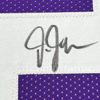 Framed Autographed/Signed Justin Jefferson 35x39 LSU Purple College Football Jersey JSA COA