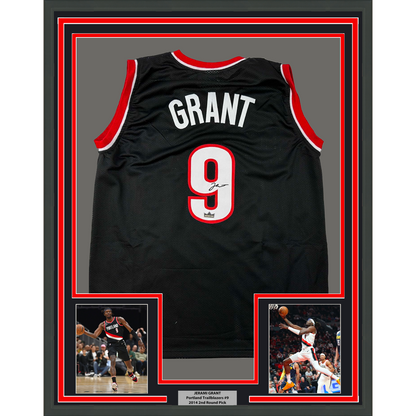 Framed Facsimile Autographed Jerami Grant 35x39 Portland Black Reprint Laser Auto Basketball Jersey