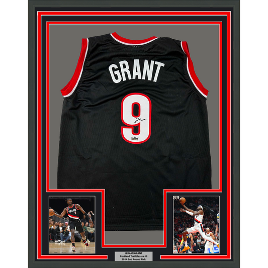 Framed Facsimile Autographed Jerami Grant 35x39 Portland Black Reprint Laser Auto Basketball Jersey
