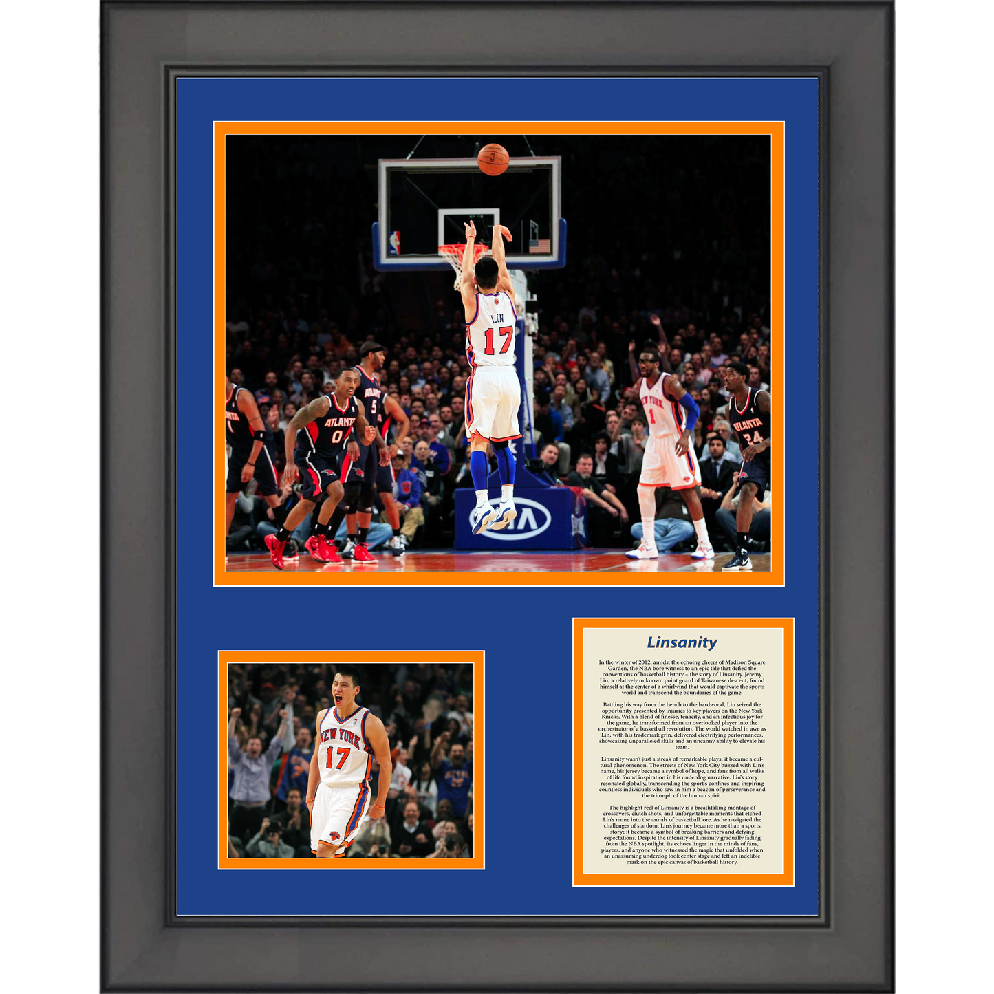 Framed Jeremy Lin  Linsanity  New York Knicks Basketball 11"x14" Three Photo Collage