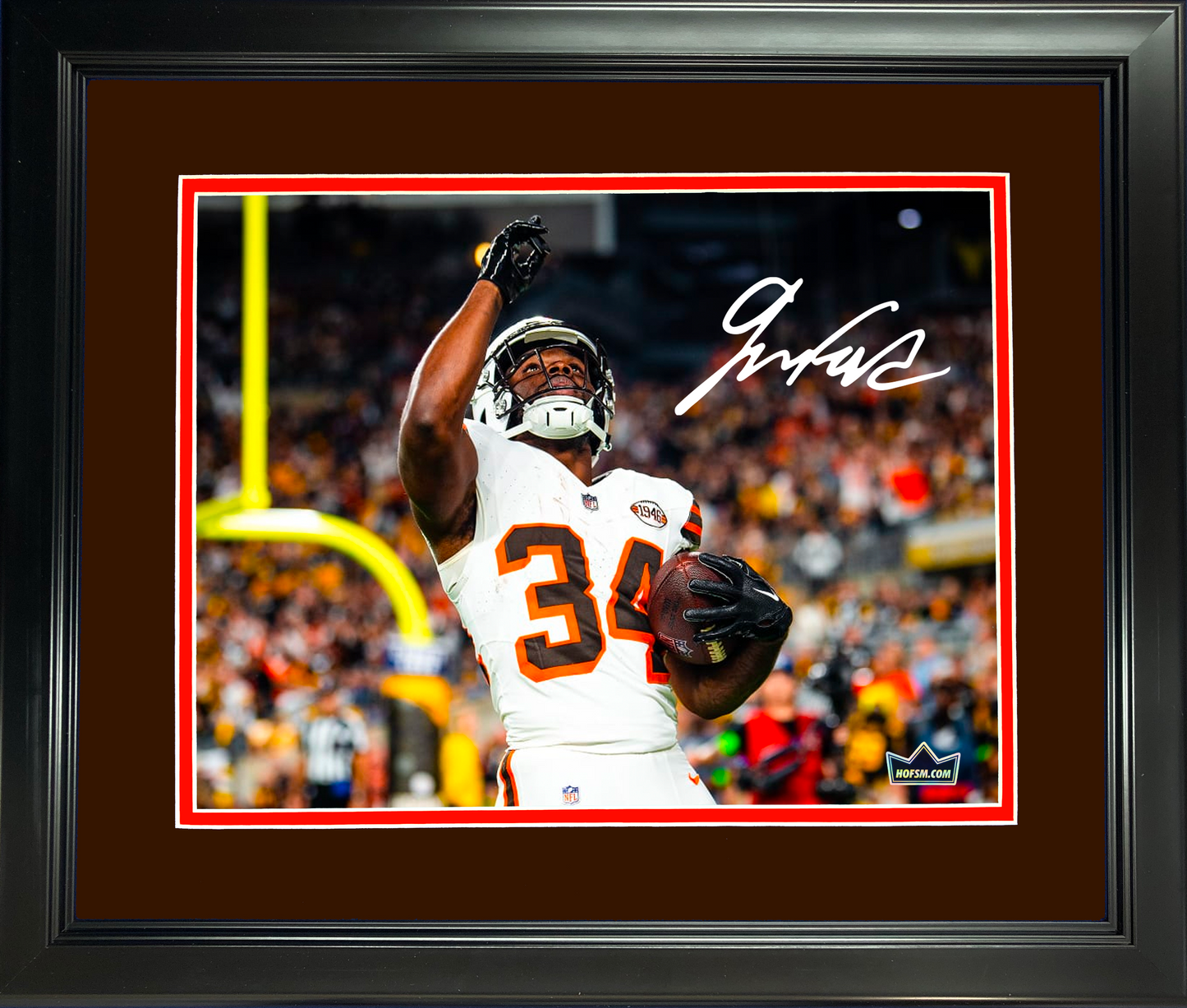 Framed Jerome Ford Facsimile Laser Engraved Signature Auto Cleveland Browns 11"x14" Football Photo HOFSM Holo