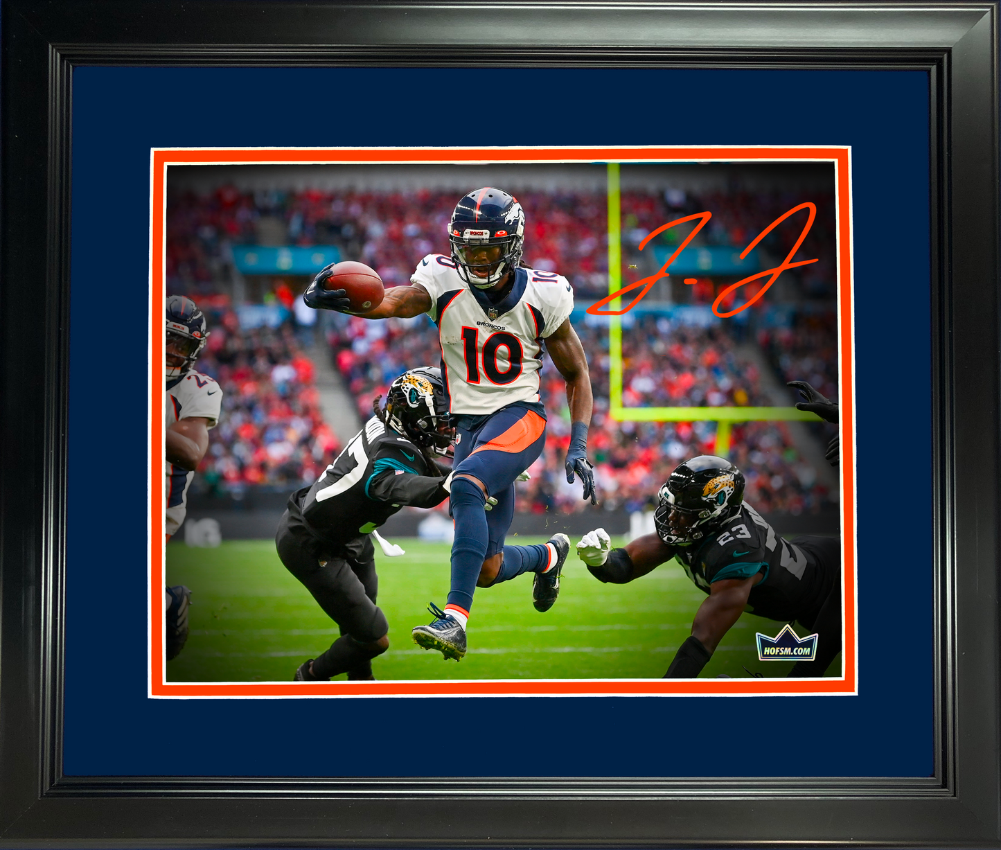 Framed Jerry Jeudy Denver Broncos Facsimile Laser Engraved Signature Auto 11"x14" Football Photo HOFSM Holo