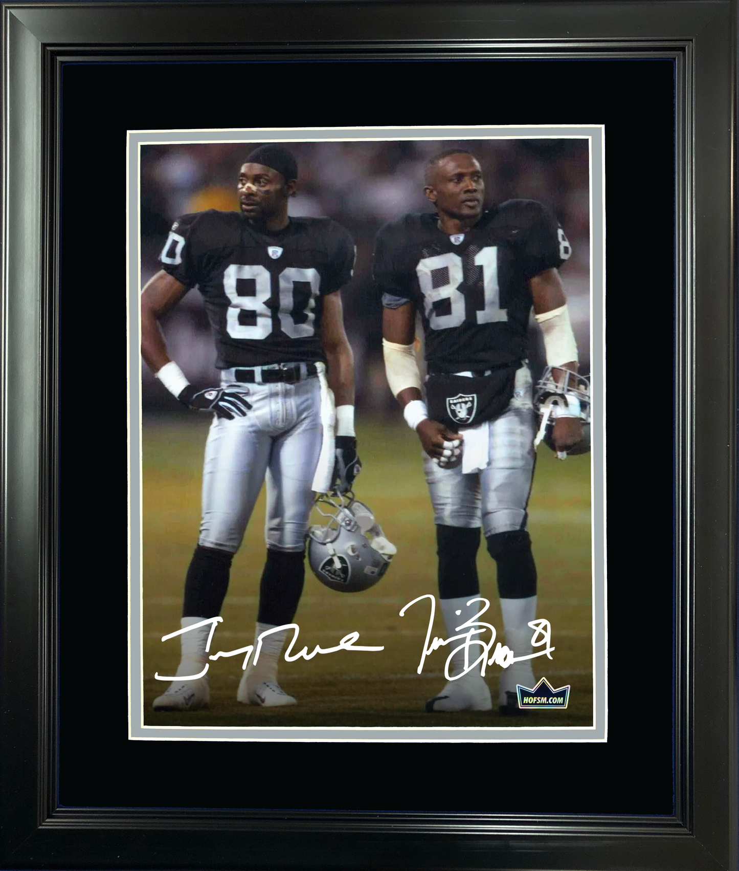 Framed Jerry Rice & Tim Brown Oakland Las Vegas Raiders Facsimile Laser Engraved Signature Auto 11"x14" Football Photo HOFSM Holo