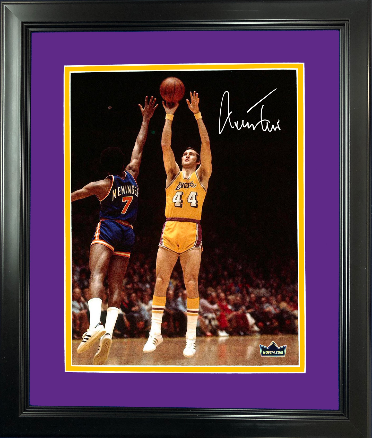 Framed Jerry West Facsimile Laser Engraved Signature Auto 11"x14" Basketball Photo HOFSM Holo