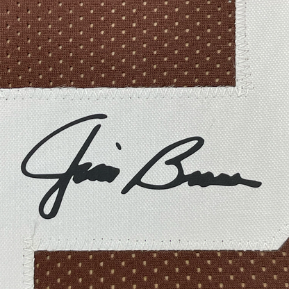 Framed Facsimile Autographed Jim Brown 35x39 Cleveland Brown Reprint Laser Auto Football Jersey