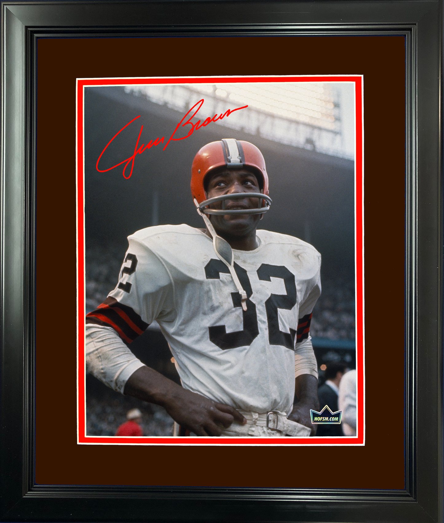 Framed Jim Brown Facsimile Laser Engraved Signature Auto Cleveland Browns 11"x14" Football Photo HOFSM Holo