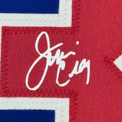 Framed Facsimile Autographed Jim Craig 35x39 United States USA Blue 1980 Miracle on Ice Reprint Laser Auto Hockey Jersey