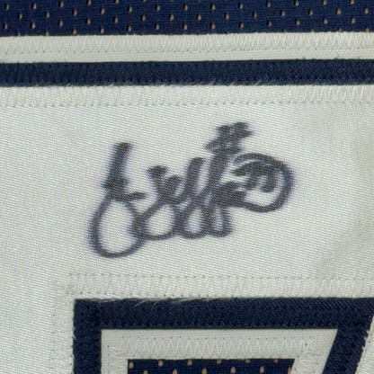 Framed Autographed/Signed Jim Jeffcoat 35x39 Dallas Cowboys Blue Football Jersey JSA COA