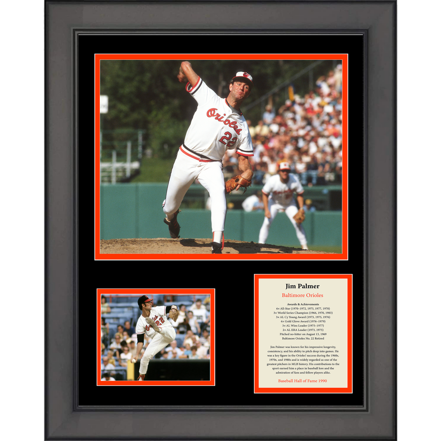 Framed Jim Palmer Hall of Fame 11"x14" Baseball Three Photo Collage