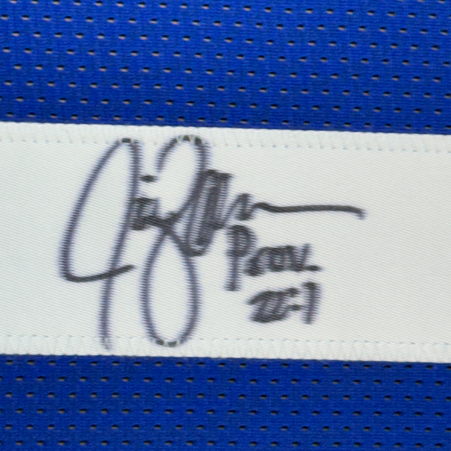 Framed Autographed/Signed Jim Zorn 35x39 Seattle Blue Football Jersey JSA COA