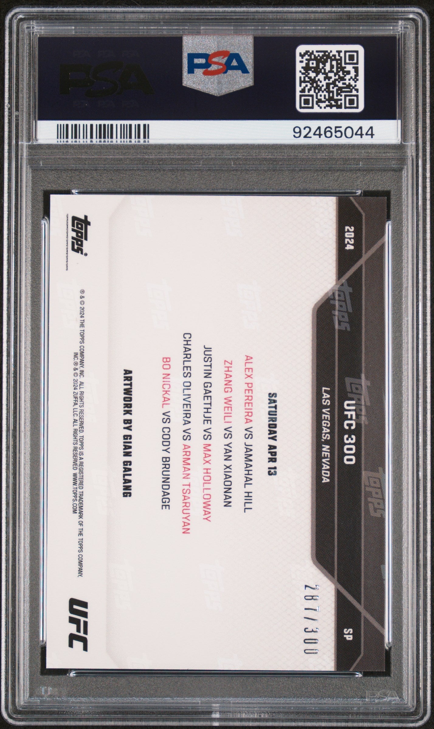 Graded 2024 Topps Now UFC Short Print UFC 300 Poster UFC MMA Card PSA 9 Mint